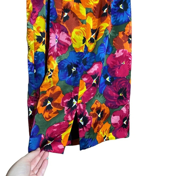Vintage 100% Silk Floral Pencil Skirt Size 8‎ - Picture 4 of 7